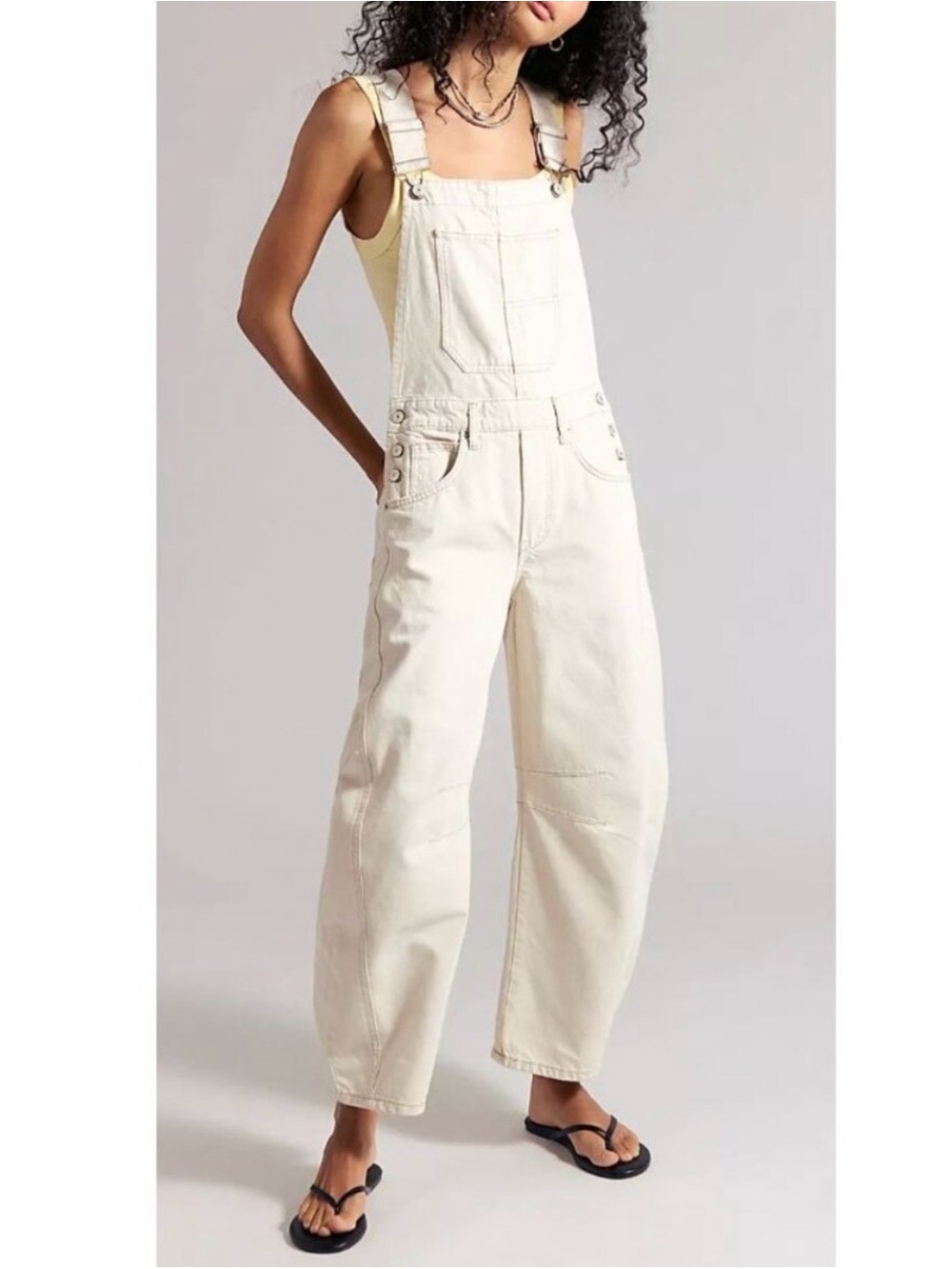 free people lucky you overalls cream